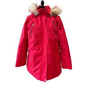 Atlas Women size 8-10 womens medium Red Parka Fur lined cozy like new condition